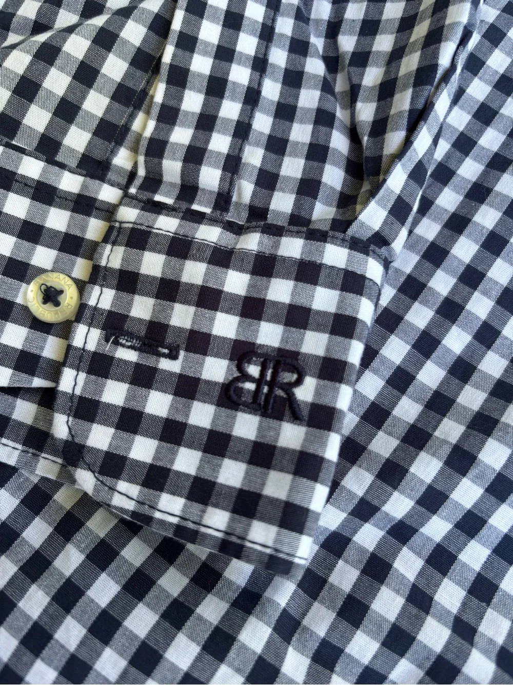 Banana Republic Slim Fit Men's Navy & White Gingham Dress Shirt